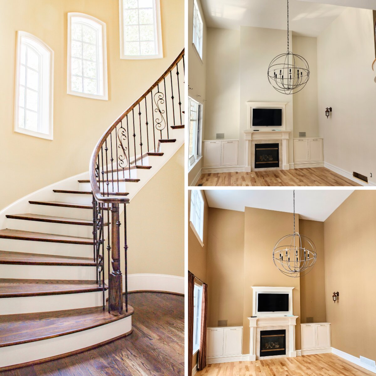 Interior staircase and living room