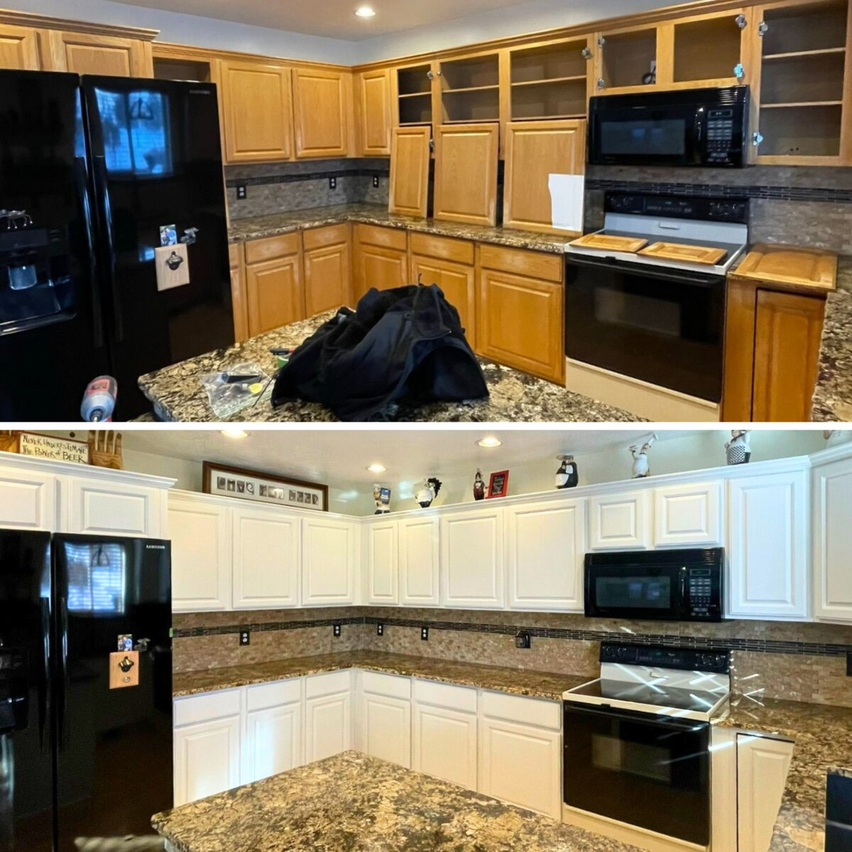 Kitchen oak to white cabinets
